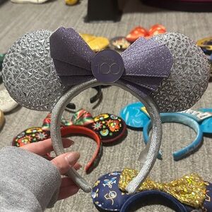 Disney Glittery Silver and Purple Mouse Ears Headband